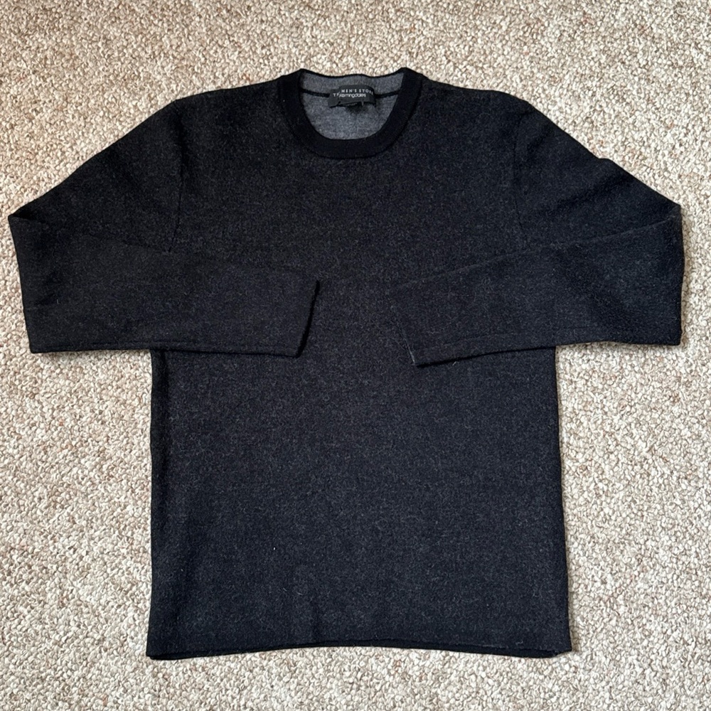 Bloomingdale's Men's Dark Grey Merino Wool Crewneck Sweater